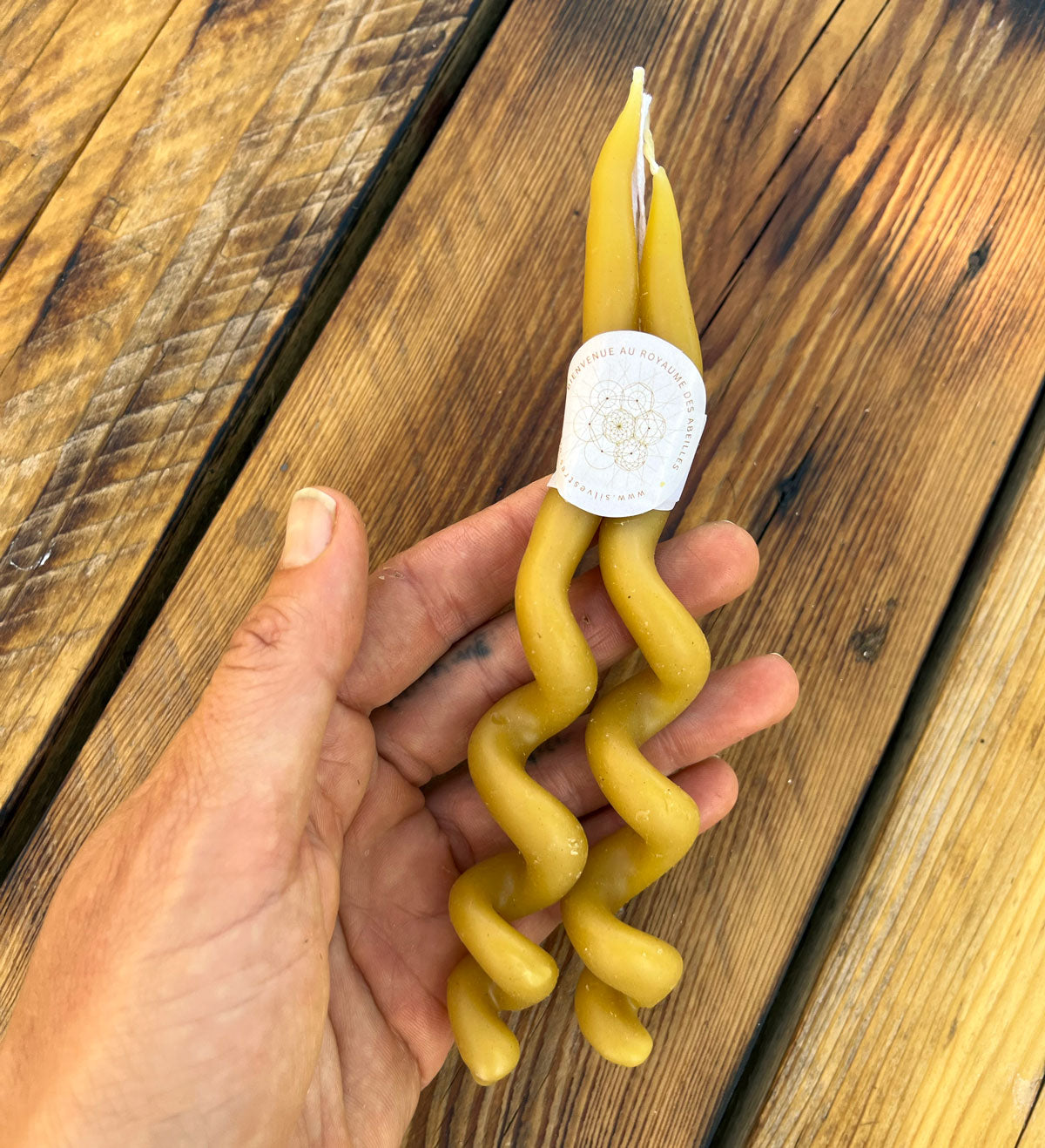 Double Spiral Taper Candles - 100% Pure Beeswax